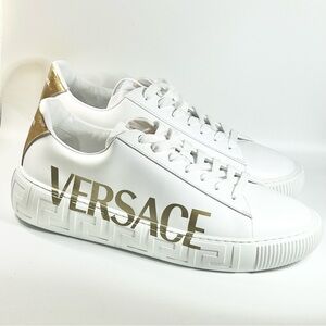New Versace Greca Logo Leather Sneaker Men’s Size 12US/45EU